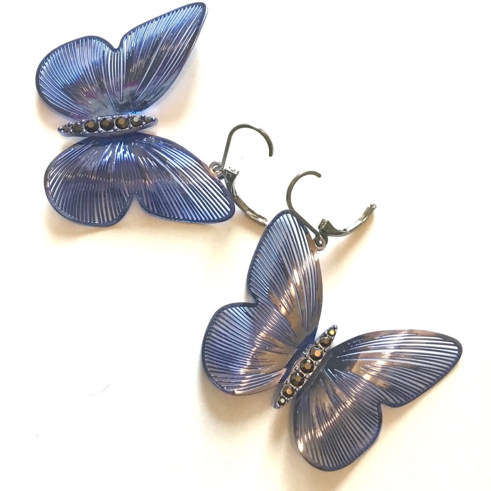 Simply Vera Vera Wang Blue Irridescent Butterfly Drop Earrings